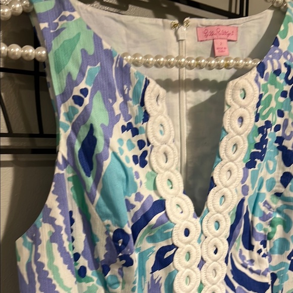 Lilly Pulitzer Blue Sleeveless V-Neck Sundress - Picture 3 of 5